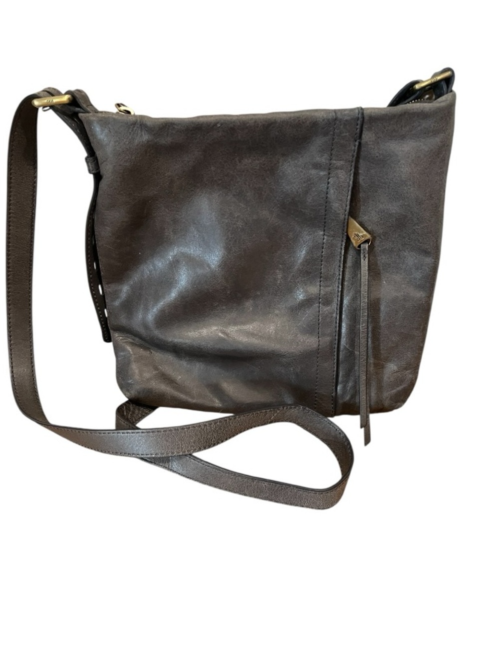 Hobo Leather Crossbody Bag in soft gray